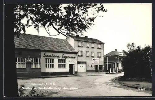 AK Palterndorf /N. Ö., Gasthof und PAM-Tankstelle Sepp Achleisner