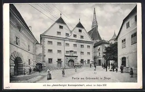 AK Steyr, Partie am Grünmarkt mit dem Innerberger Kornspeicher