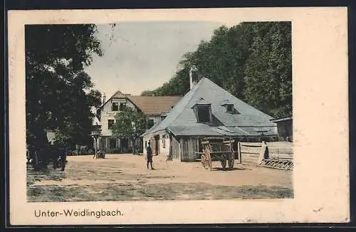 AK Unter-Weidlingbach, Gasthaus von Josef S. mit Strassenpartie