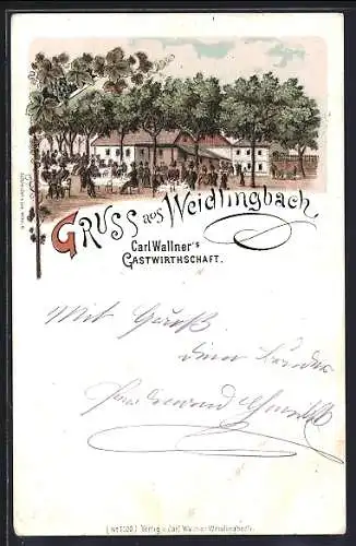 Lithographie Weidlingbach, Carl Wallner`s Gasthaus