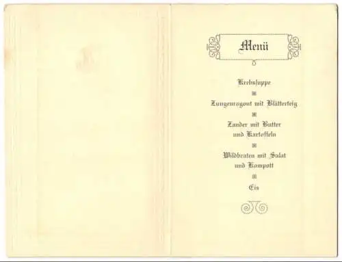 Menükarte 1913, Hotel Schwarzer Bär, Hochzeitsfeier des Frl. Emma Pabst und Herr Rudolf Prieser