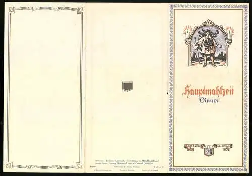 Menükarte 1937, Dampfer Reliance, Menü für den 12. Sept., Grafik nach H. Stockmann
