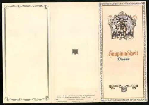 Menükarte 1937, Dampfer Reliance, Menü für den 11. Sept. 1937. Grafik nach H. Stockmann
