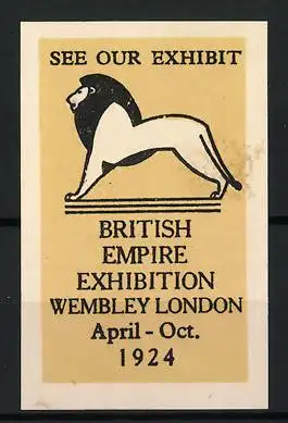 Reklamemarke Wembley London, British Empire Exhibition 1924, Löwe