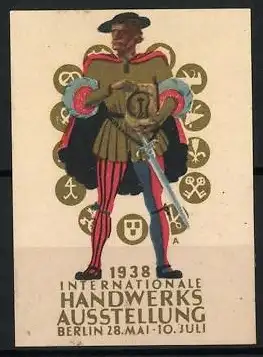 Reklamemarke Berlin, Internationale Handwerksausstellung 1938, mittelalterlicher Gutsmann