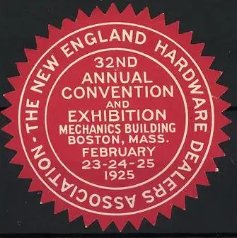 Reklamemarke Boston, 32nd Annual Convention 1925, Sternform