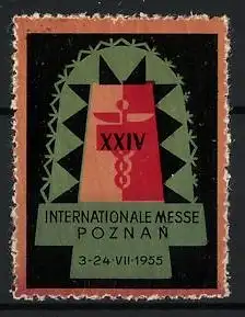 Reklamemarke Poznan, Internationale Messe, Turm und Datum 1955