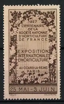 Reklamemarke Paris, Centenaire de la Société Nationale d`Horticulture de France 1927, Blumengirlande