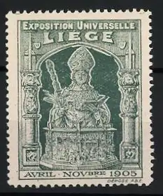 Reklamemarke Liège, Exposition Universelle 1905, Bischofsskulptur