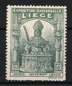 Reklamemarke Lüttich, Exposition Universelle 1905, Bischofsskulptur