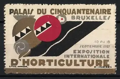 Reklamemarke Brüssel, Exposition Internationale d`Horticulture 1927, abstrakte Kunst von R. Holden