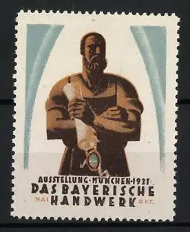 Reklamemarke München, Ausstellung 1927 Das Bayerische Handwerk, Handwerkerfigur