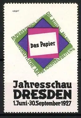 Reklamemarke Dresden, Jahresschau 1927, Das Papier