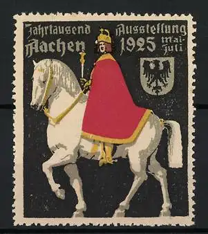 Reklamemarke Aachen, Jahrtausend Ausstellung 1925, Reiter auf weissem Pferd