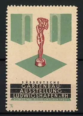 Reklamemarke Ludwigshafen, Süddeutsche Gartenbau-Ausstellung 1925, Statue