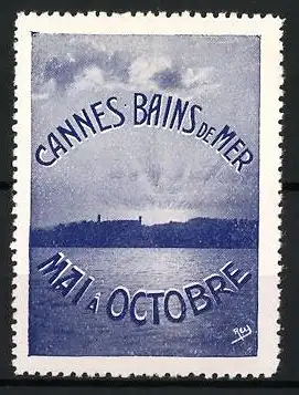 Reklamemarke Cannes, Bains de Mer, Küstenlandschaft