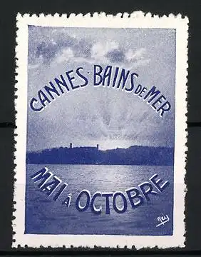 Reklamemarke Cannes, Bains de Mer, Küstenlandschaft