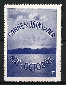 Reklamemarke Cannes, Bains de Mer, Küstenlandschaft