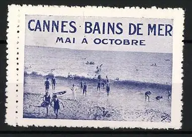 Reklamemarke Cannes, Bains de Mer, Strandansicht