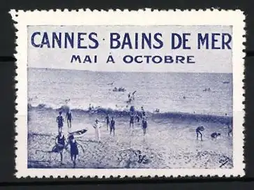 Reklamemarke Cannes, Bains de Mer, Strandansicht