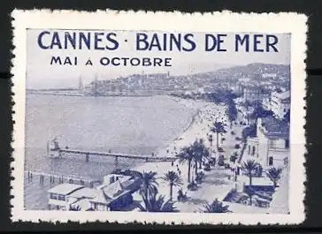 Reklamemarke Cannes, Bains de Mer, Strandpromenade