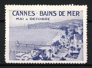 Reklamemarke Cannes, Bains de Mer, Strandansicht