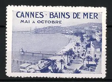 Reklamemarke Cannes, Bains de Mer, Strandansicht