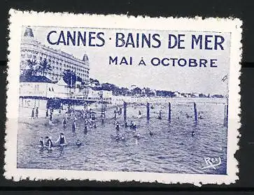 Reklamemarke Cannes, Bains de Mer, Strandansicht