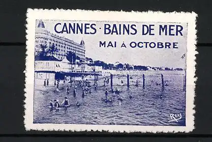 Reklamemarke Cannes, Bains de Mer, Strandansicht