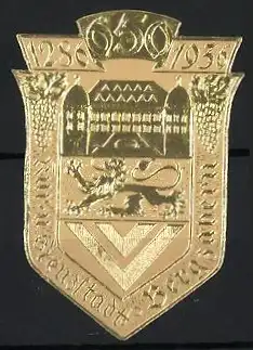 Reklamemarke Bergzabern, 1286-1936, 650 Jahre, Wappen mit Löwe und Krone