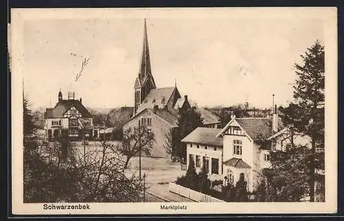 AK Schwarzenbek, Marktplatz mit Kirche aus der Vogelschau