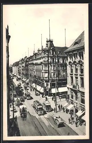 AK Berlin, Leipzigerstrasse, Ecke Wilhelmstrasse mit Strassenbahnen