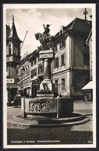 AK Esslingen a. N., Postmichelbrunnen im Sonnenlicht