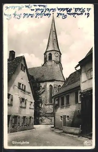 AK Bönnigheim, Strassenpartie mit Kirche