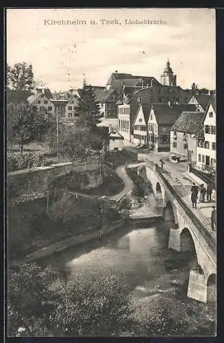 AK Kirchheim / Teck, Teilansicht mit der Lindachbrücke