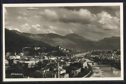 AK Salzburg, Zeppelin über der Stadt