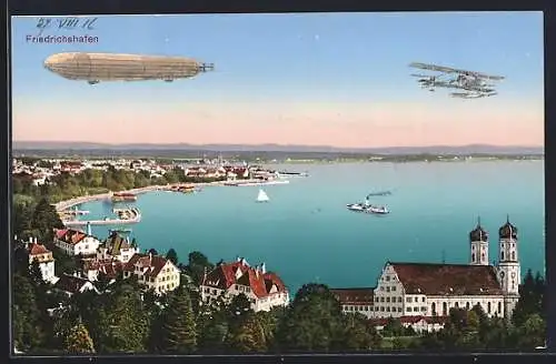 AK Friedrichshafen, Zeppelin über dem Bodensee