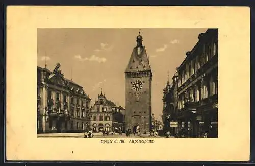 AK Speyer a. Rh., Altpörtelplatz mit Uhrenturm