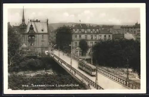 AK Saarbrücken, Luisenbrücke mit Strassenbahn