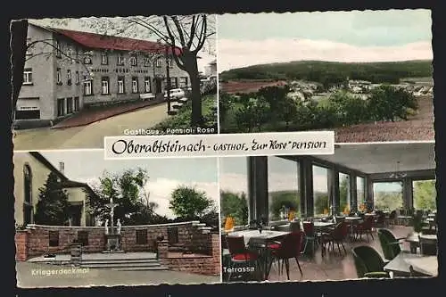 AK Oberabtsteinach, Gasthof-Pension zur Rose, Kriegerdenkmal