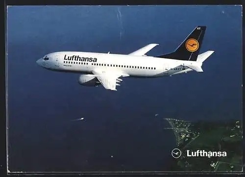 AK Lufthansa, Flugzeug Boeing 737-300 in der Luft