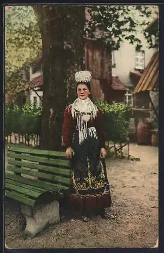 AK Schapbach, Mädchen im Hochzeitsschmuck