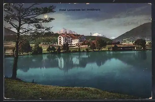 AK Innsbruck, Hotel Lansersee bei Mondschein