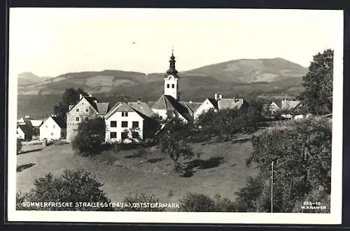 AK Strallegg, Teilansicht des Ortes mit Blick auf die Kirche