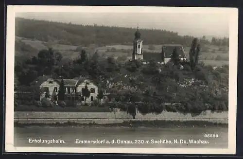 AK Emmersdorf a. d. Donau, Erholungsheim mit Kirche