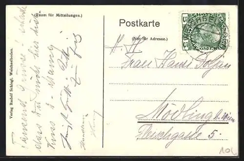 AK Weichselboden, Ortsansicht mit Rudolf Schlegls Hotel Post
