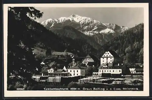 AK Gross Reifling a. d. Enns, Ortspartie mit Tamischbachturm