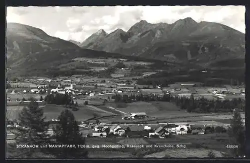 AK Stranach /Szbg., Teilansicht und Mariapfarr gegen Hochgolling, Kasereck und Kreuzhöhe