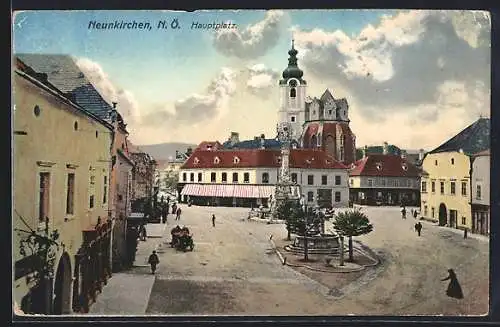 AK Neunkirchen /N. Ö., Hauptplatz mit Kirche und Denkmal