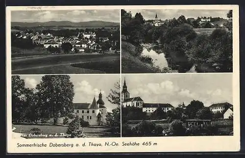 AK Dobersberg / Thaya, Schloss, Teilansicht mit Kirche und Ortspanorama